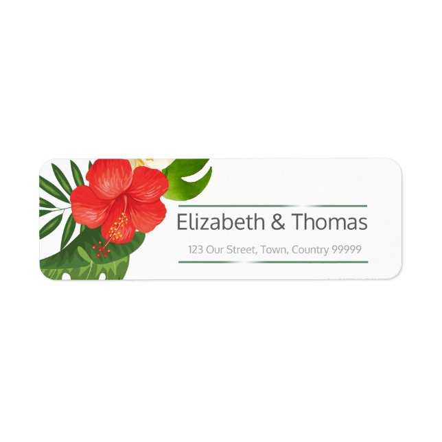 Tropical Floral Wedding Rücksendeadresse ID475 (Vorne)