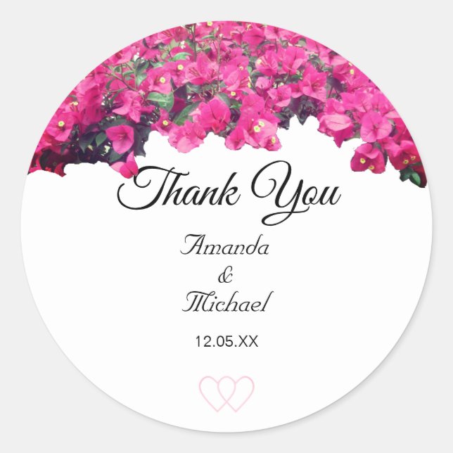 Tropical Floral Wedding Runder Aufkleber (Vorderseite)