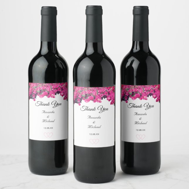 Tropical Floral Wedding Weinetikett (Flaschen)