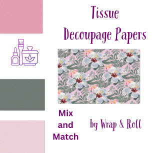 Tropical Florals Grau, Rosa, Weiß Seidenpapier