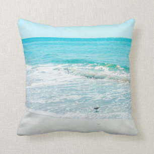 Tropical Florida Beach Sand Ocean Waves Sandpiper Kissen
