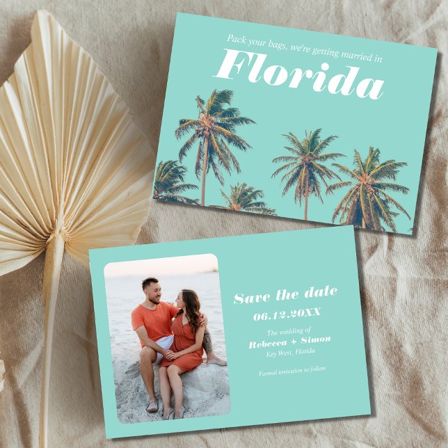 Tropical Florida Beach Wedding Foto Save the Date (Von Creator hochgeladen)