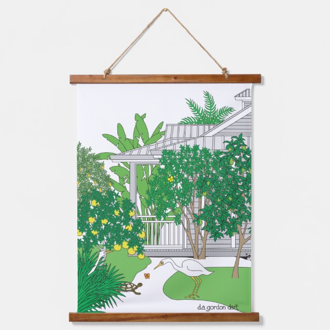 Tropical Florida House Wandteppich Mit Holzrahmen (Vorderseite)