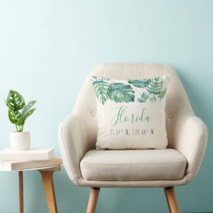Tropical Florida Living Room Map Koordinaten Kissen