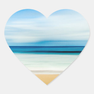 Tropical Florida Sandstrand, Ozean & Waves Herz-Aufkleber
