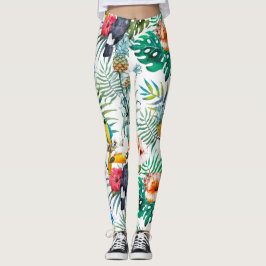 Tropical Flowers and Toucan Leggings