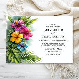 Tropical Flowers Greenery Wedding Einladung