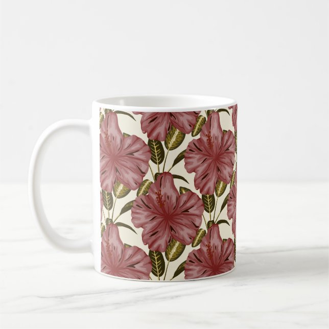 Tropical flowers seamless pattern | red flowers kaffeetasse (Links)