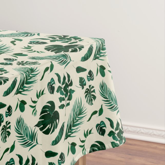 Tropical Foliage Chic Green & Blätter Muster Tischdecke (Beispiel)