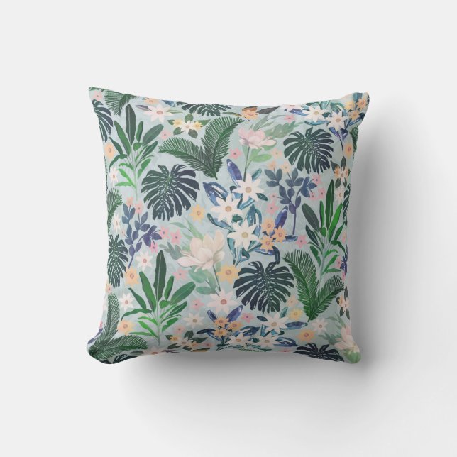 Tropical Foliage Floral Pattern Kissen (Vorderseite)