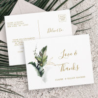 Tropical Foliage Gold Hochzeit Vielen Dank