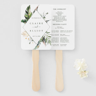 Tropical Foliage Green Wedding Program Fächer