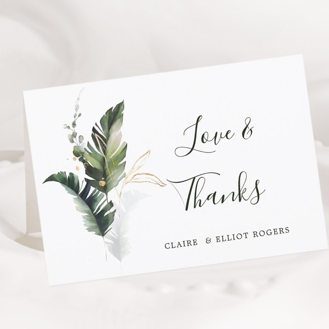 Tropical Foliage Green Wedding Vielen Dank geklapp Karte (Von Creator hochgeladen)