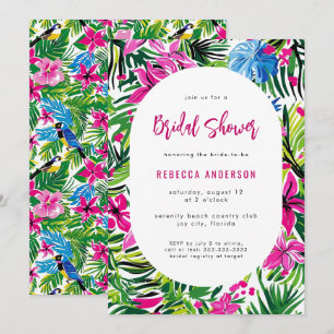Tropical Foliage Hawaii Luau Wedding Brautparty Einladung