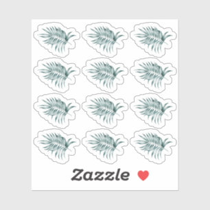 Tropical Foliage Palm Leaf Grüne Wasserfarbe Aufkleber