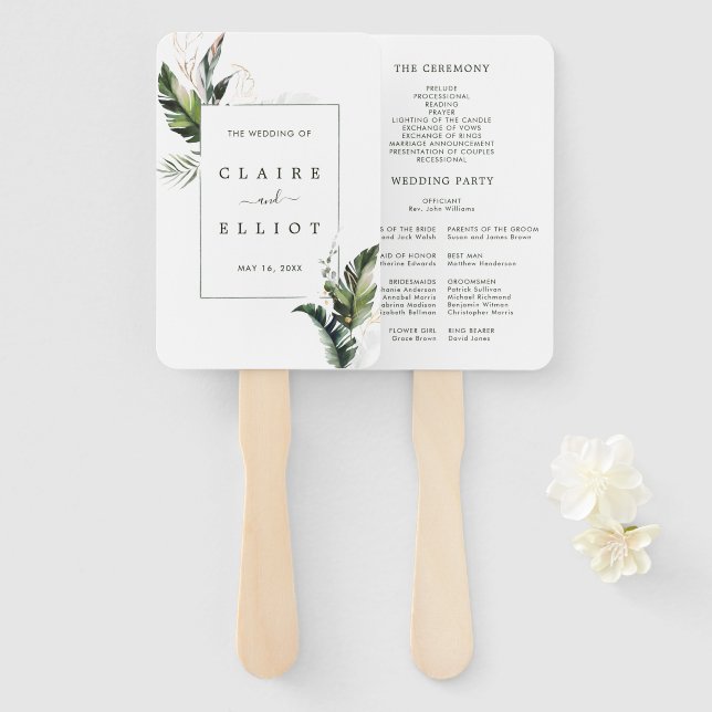 Tropical Foliage Wedding Program Fächer (Vorne und Hinten)