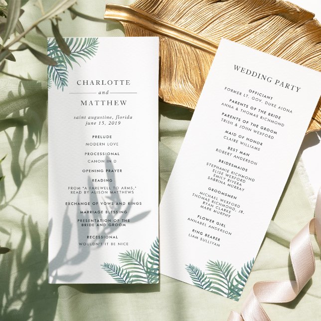 Tropical Foliage Wedding Program Programm (Von Creator hochgeladen)