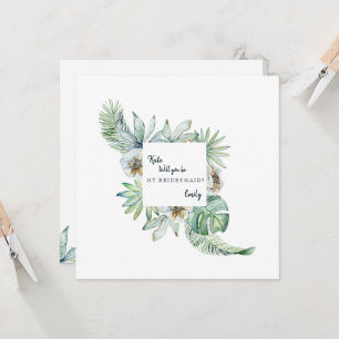 Tropical Foliage White Wedding werden Sie mein Einladung