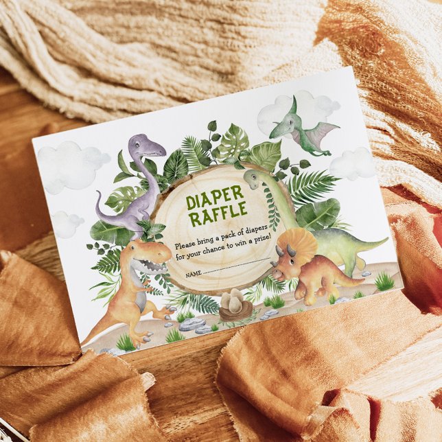 Tropical Forest Dinosaurs Baby Boy Diaper Raffle Begleitkarte (Von Creator hochgeladen)