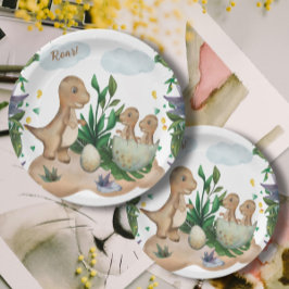 Tropical Forest Dinosaurs Baby Showpapier Teller