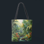 Tropical Forest Tasche<br><div class="desc">A Watercolour landscape of a tropical forest with colourful flowers</div>