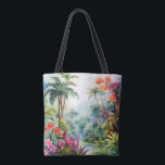 Tropical Forest Tasche<br><div class="desc">A Watercolour landscape of a tropical forest with colourful flowers</div>
