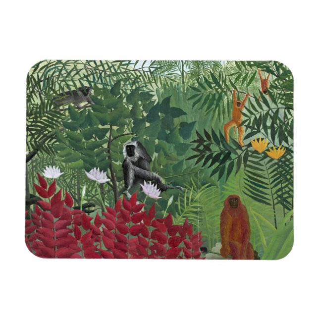 Tropical Forest with Monkeys, 1910 (Oil on Canvas) Magnet (Horizontal)
