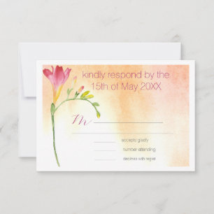 Tropical Freesia Boho Wedding RSVP Karte