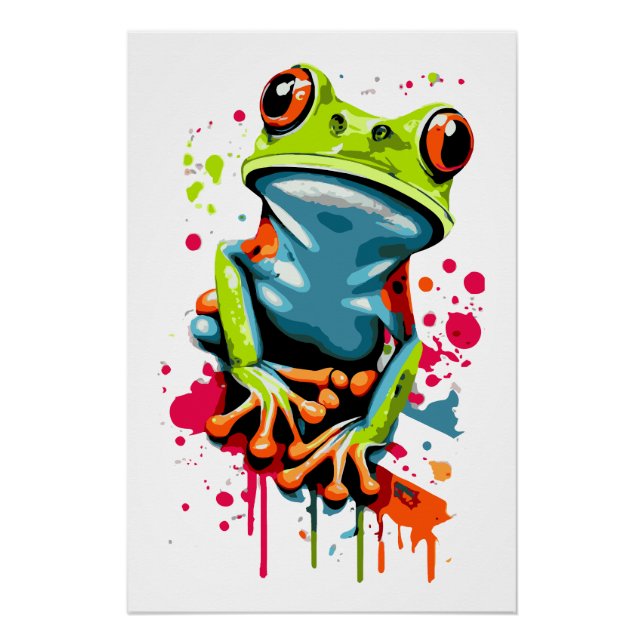 Tropical Frog Poster - farbenfroher Froschprinz (Vorderseite)