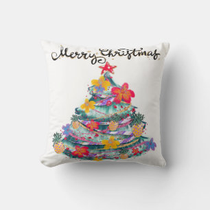 Tropical Frohe Weihnachtsbaum T - Shirt Kissen