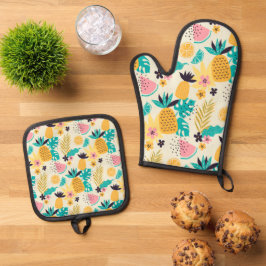 Tropical Frucht Pattern Ofenhandschuh & Topflappen-Set