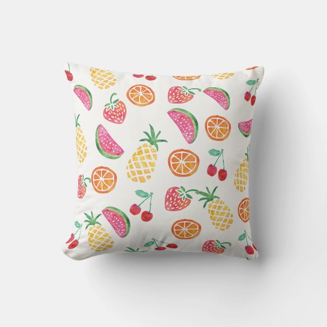 Tropical Fruit Aquarell farbiges Kissen (Vorderseite)