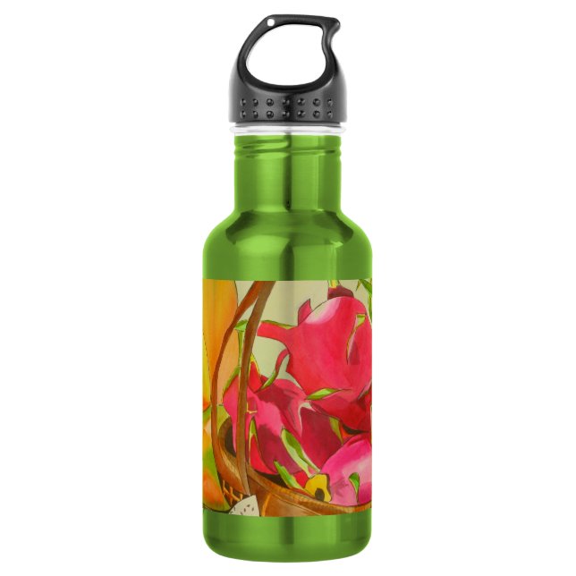 Tropical Fruit Aquarell Originale Malerei Trinkflasche (Vorderseite)
