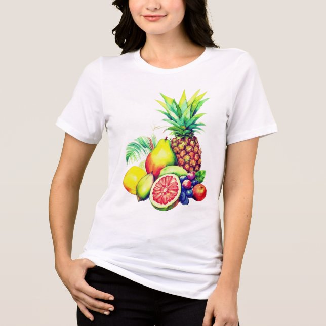 Tropical Fruit Collage Tri-Blend Shirt (Vorderseite)