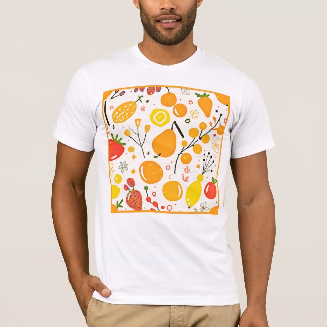 Tropical Fruit Fiesta Pattern T-Shirt (Vorderseite)
