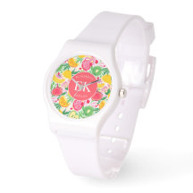 Tropical Fruit Monogram Watercolor Sommermuster