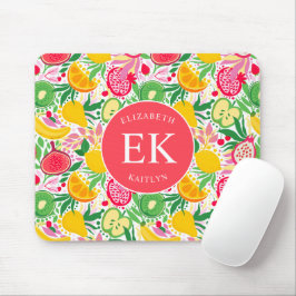 Tropical Fruit Monogram Watercolor Sommermuster Mousepad