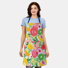 Tropical Fruit Monogram Watercolor Sommermuster Schürze