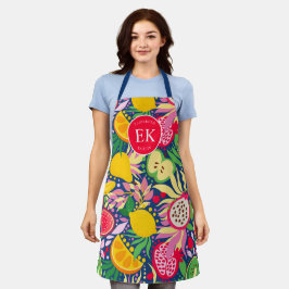 Tropical Fruit Monogram Watercolor Sommermuster Schürze