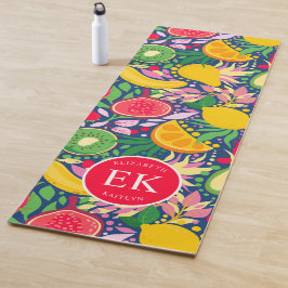 Tropical Fruit Monogram Watercolor Sommermuster Yogamatte
