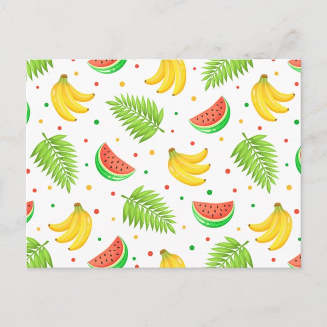 Tropical Fruit Polka Dot Muster Postkarte (Vorderseite)
