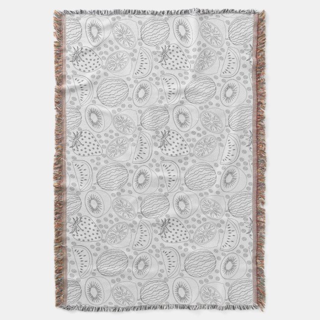 Tropical fruit seamless pattern black and white decke (Vorderseite Vertikal)