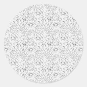Tropical fruit seamless pattern black and white runder aufkleber