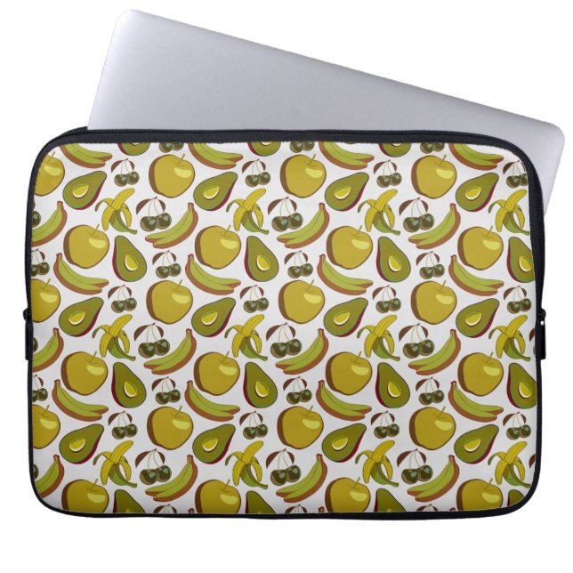 Tropical fruit seamless pattern yellow and white laptopschutzhülle (Vorderseite)