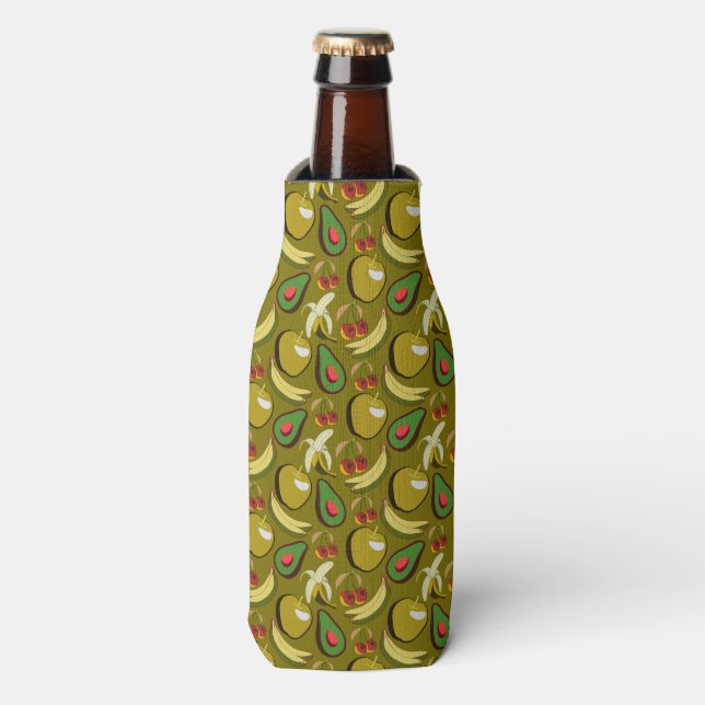 Tropical fruit seamless pattern yellow flaschenkühler (Flaschenvorderseite)