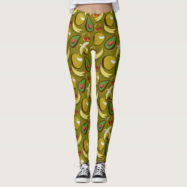 Tropical fruit seamless pattern yellow leggings (Vorderseite)