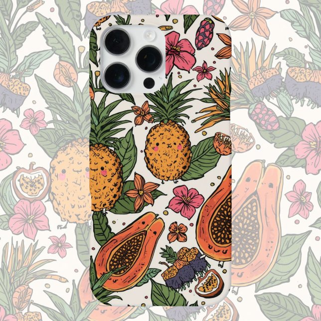 Tropical Fruit Squad | Cute Retro Pineapple Papaya iPhone 16 Pro Max Hülle (Von Creator hochgeladen)