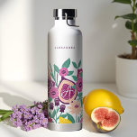 Tropical Fruits, Fig Wildflower Botanical Monogram Trinkflasche<br><div class="desc">The design features our beautiful blooming citrus tropical fruit with vibrant lemons, figs, and oranges blended into our botanical florals in bright yellow, pink, deep violet, and green foliage. The botanical citrus floral garden wraps around the bottom tumbler to create a blossoming floral garden, personalized with a name and monogram....</div>