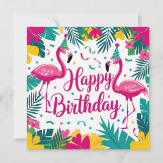 Tropical Fun Flamingo Birthday Design Einladung
