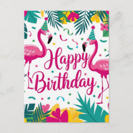Tropical Fun Flamingo Birthday Design Postkarte